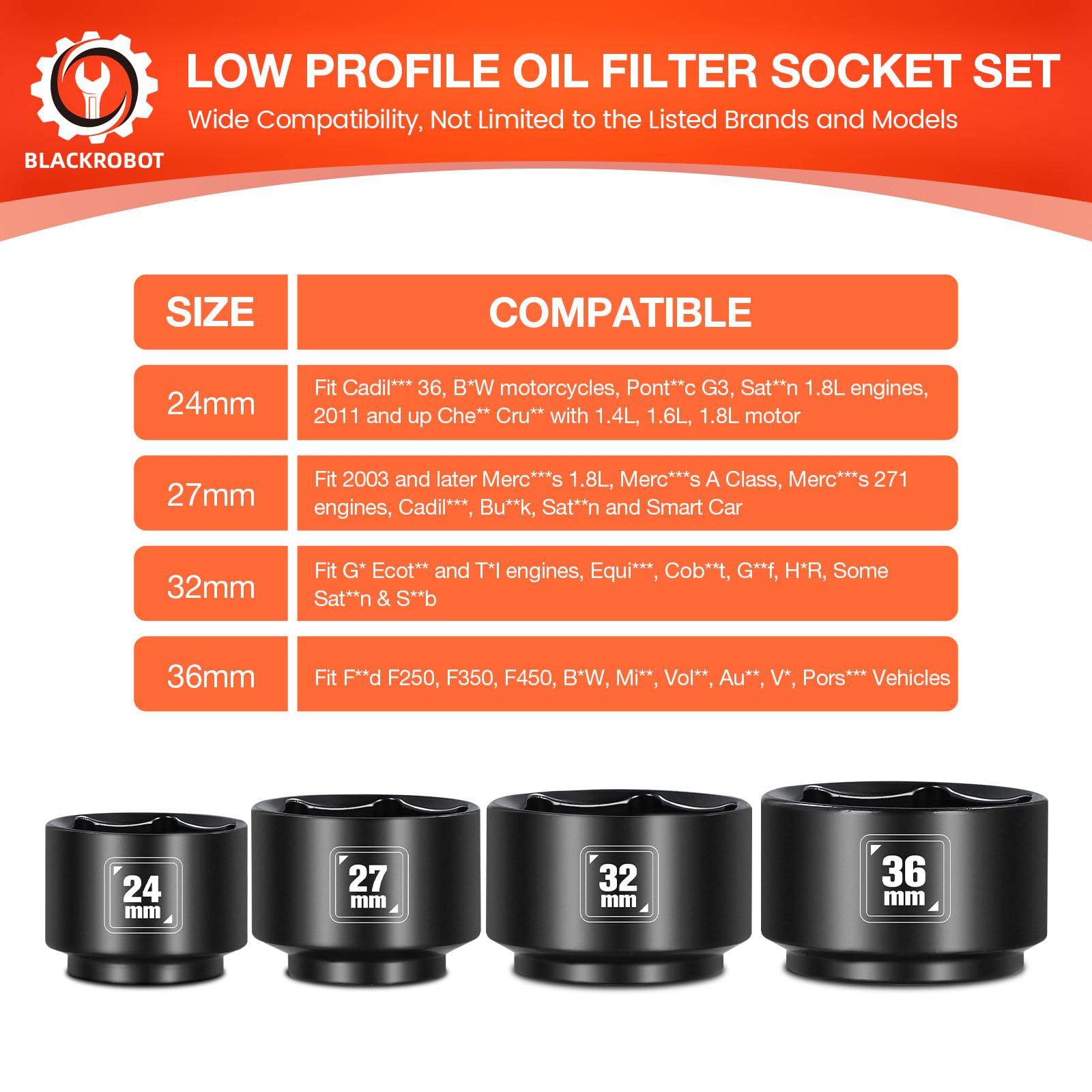 BLACKROBOT 32mm oil filter socket offers durable chrome vanadium construction