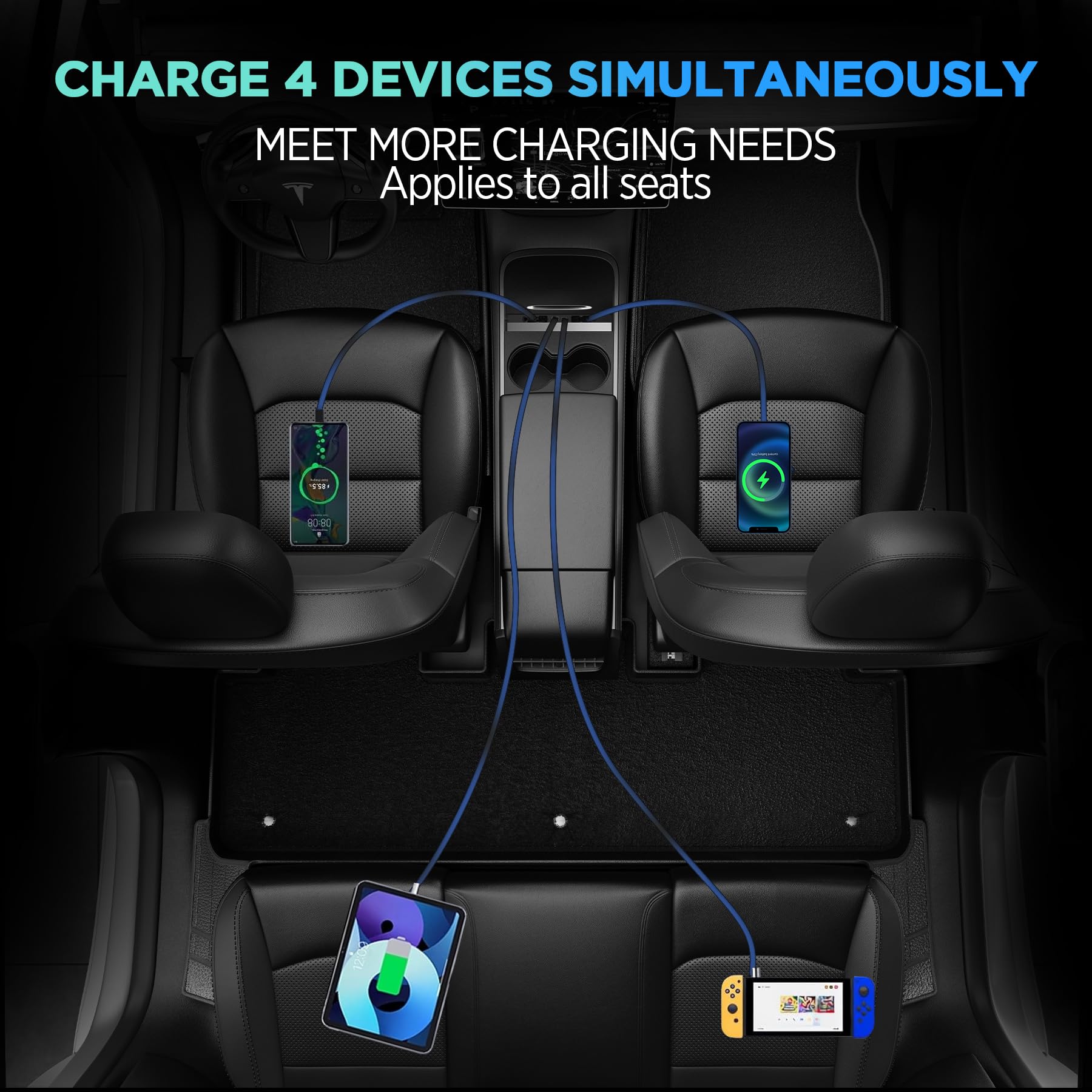 Blacloachai 4-port fast-charging hub powers multiple devices at once in the center console