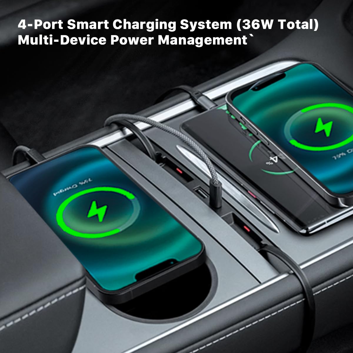 Blacloachai Tesla hub center-console-fit blends with Model 3/Y interior.