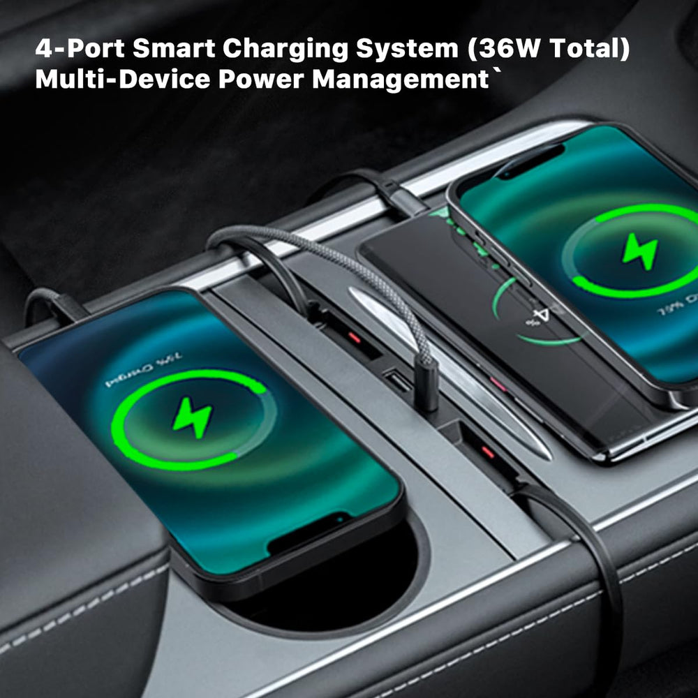 Blacloachai Tesla hub center-console-fit blends with Model 3/Y interior.