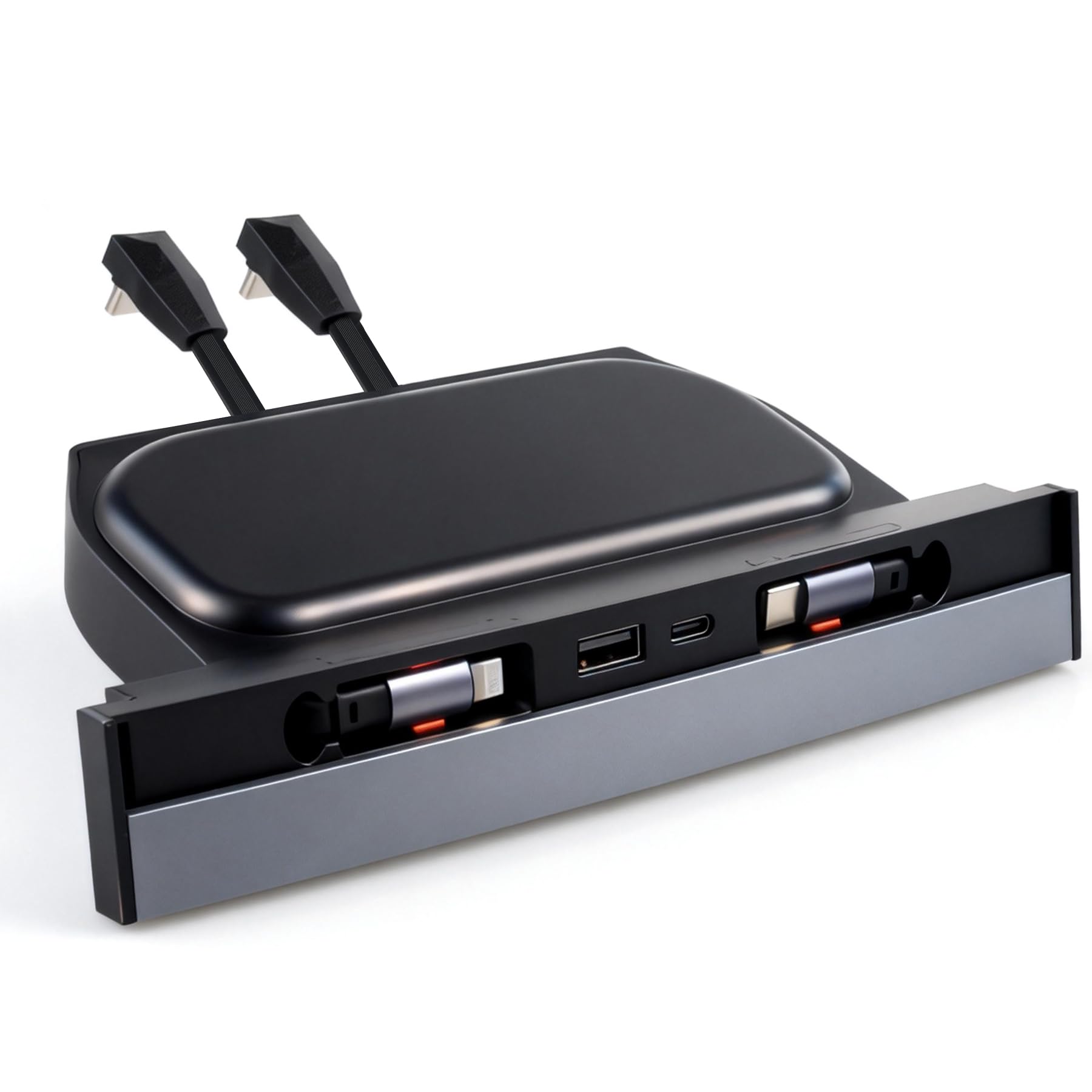 Blacloachai waterproof USB hub installed in the center console keeps ports organized and protected