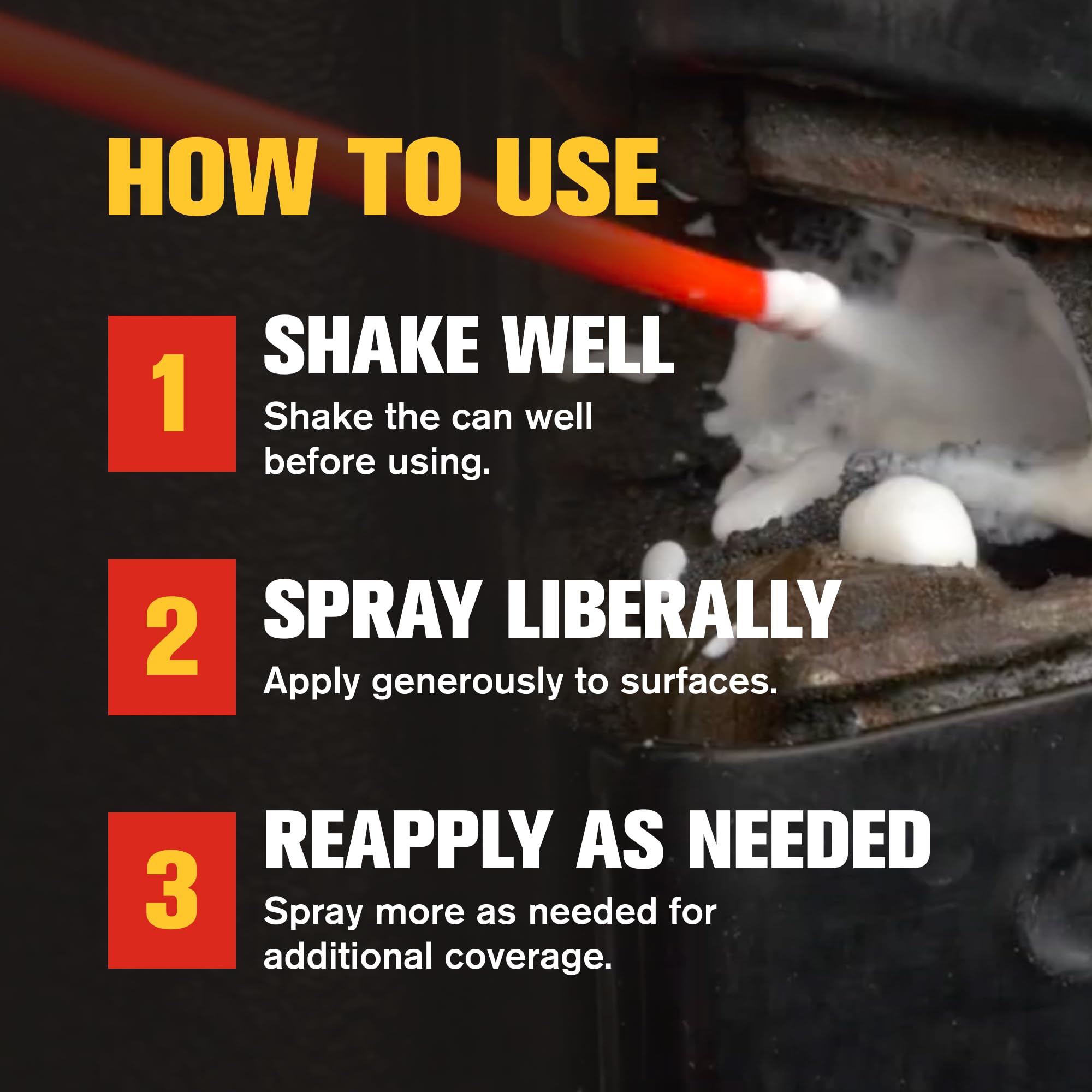 Blaster White Lithium Grease Spray shields metal components from rust.