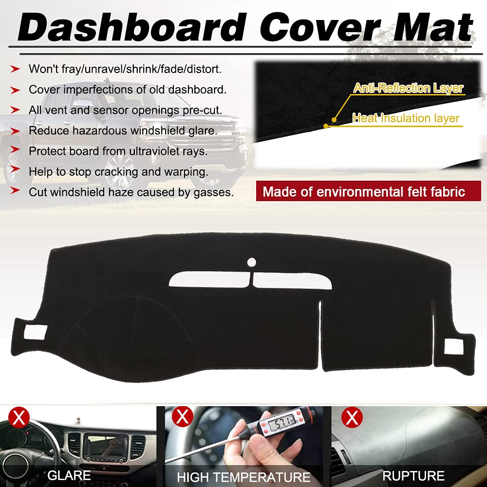 BLIBLIUNIT dash cover for Chevy Avalanche reduces glare and preserves dashboard finish.
