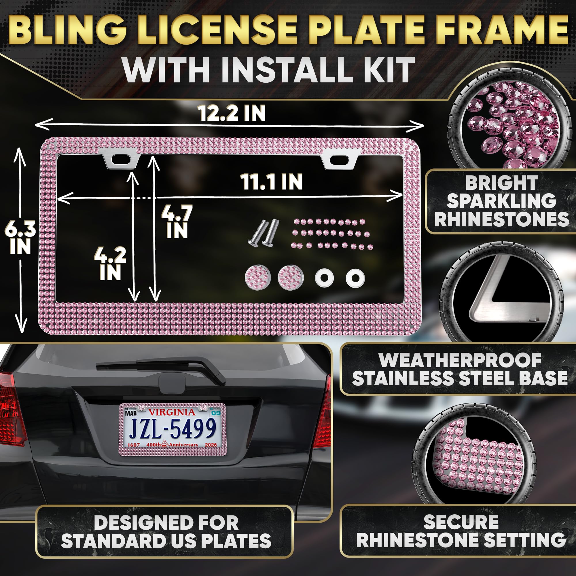Bling Car Decor pink gift kit offers a delightful present option for women drivers.