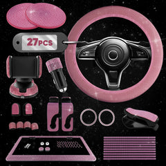 Bling Car Decor pink steering wheel accessory adds sparkle while keeping grip and control.