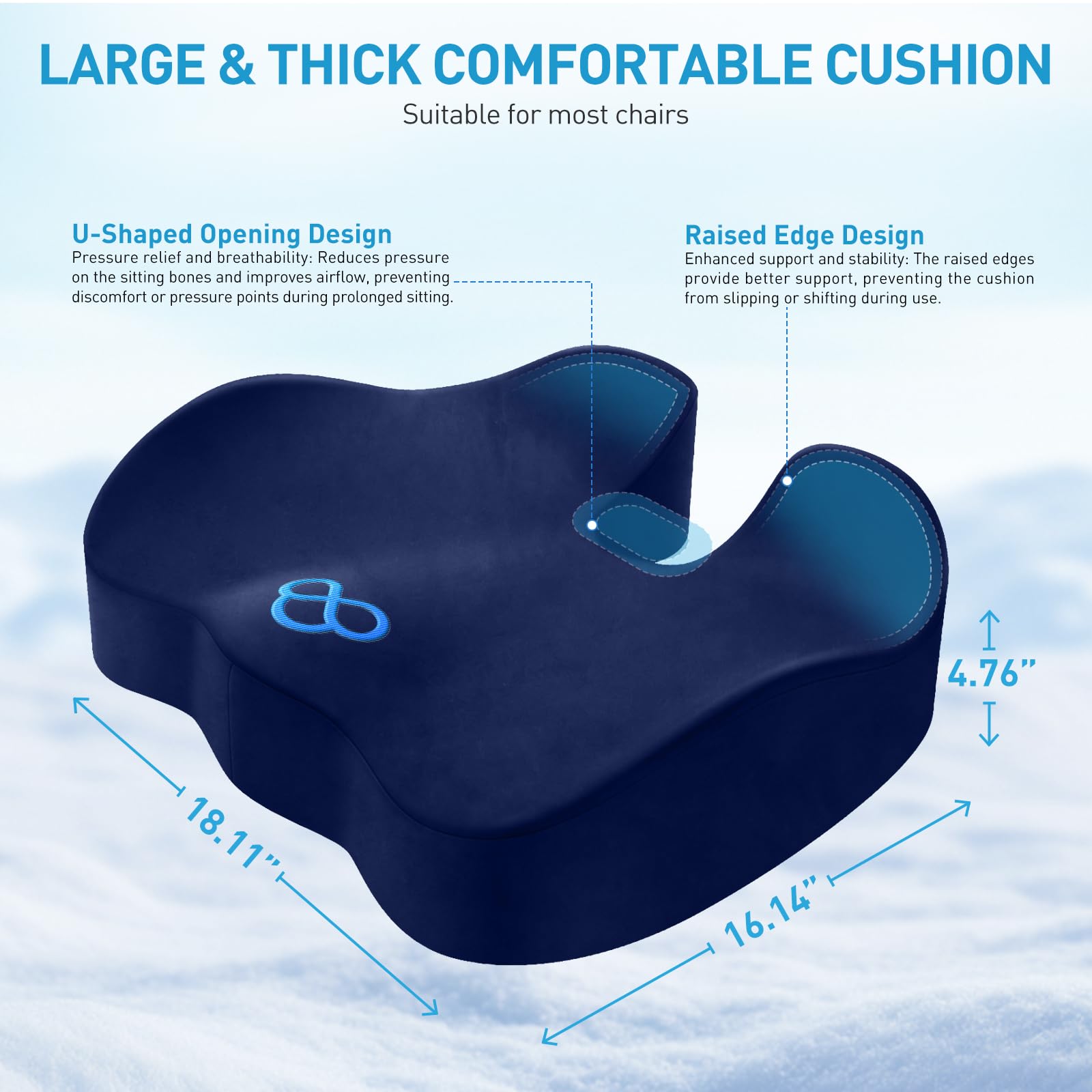 BlissTrends memory foam core provides high-density support during long sits