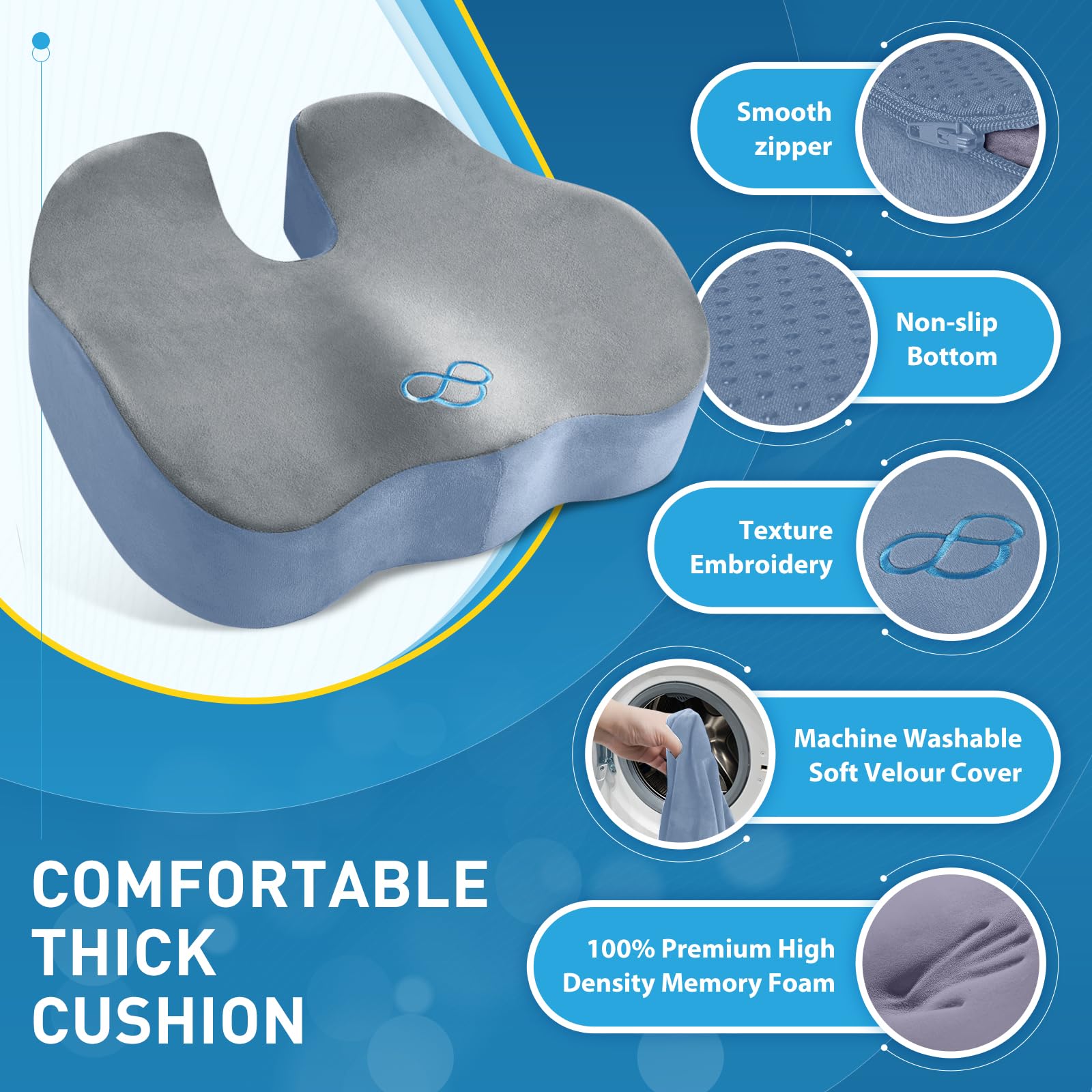 BlissTrends seat cushion on plane seat for travel comfort