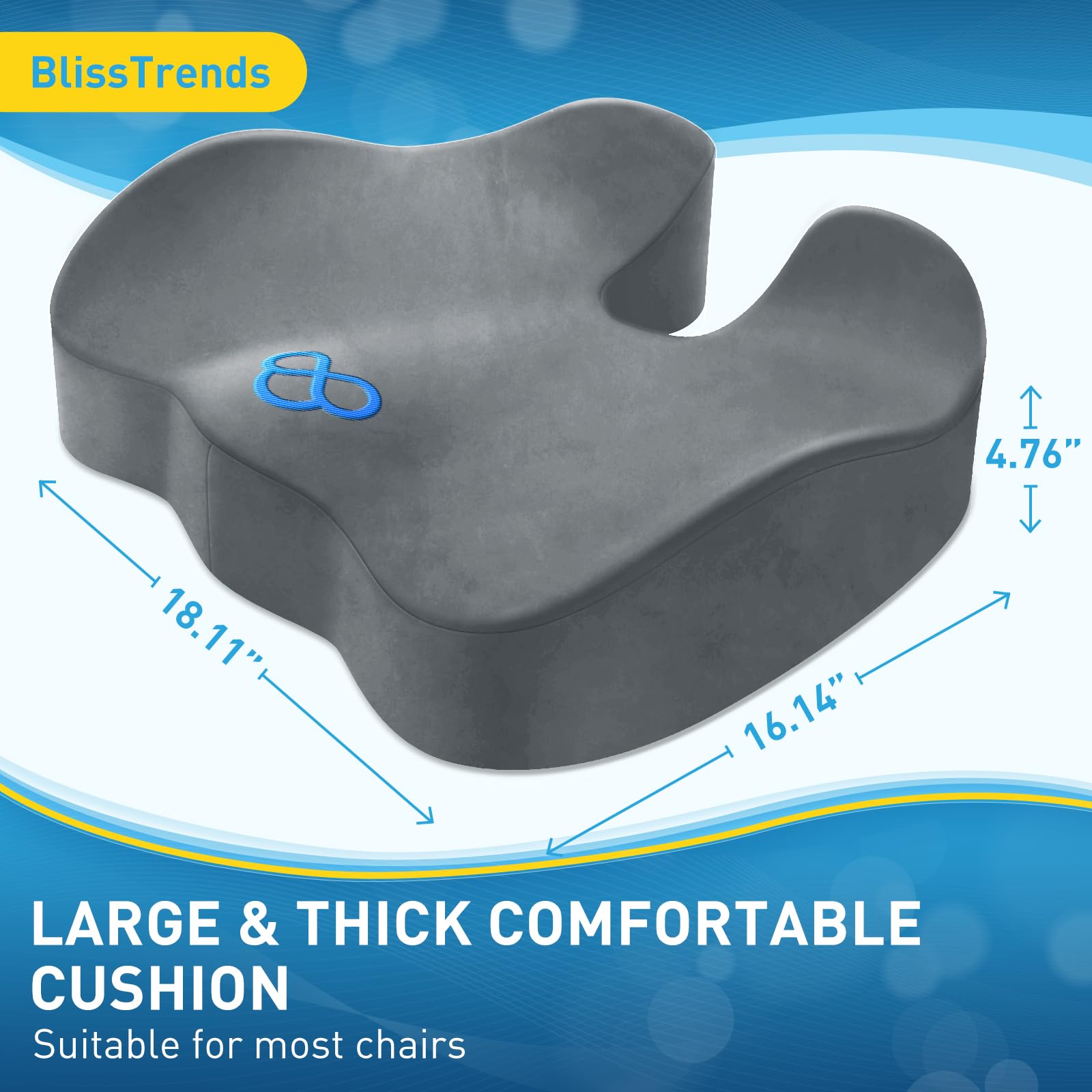 Removable cover on BlissTrends cushion for easy cleaning and refreshing comfort