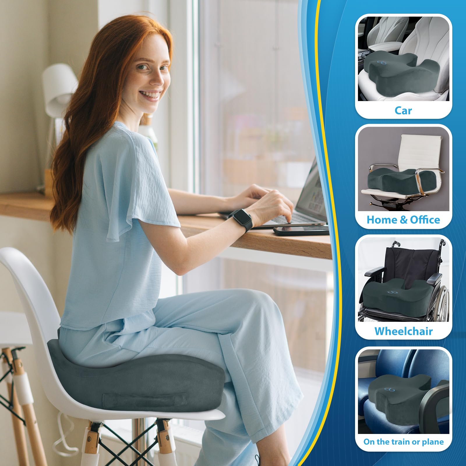 BlissTrends cushion fits most chairs, ideal for office, car, and travel.
