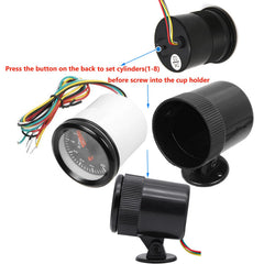 BLLYOGU 12V tachometer compatible with 1-8 cylinders supports real-time data.