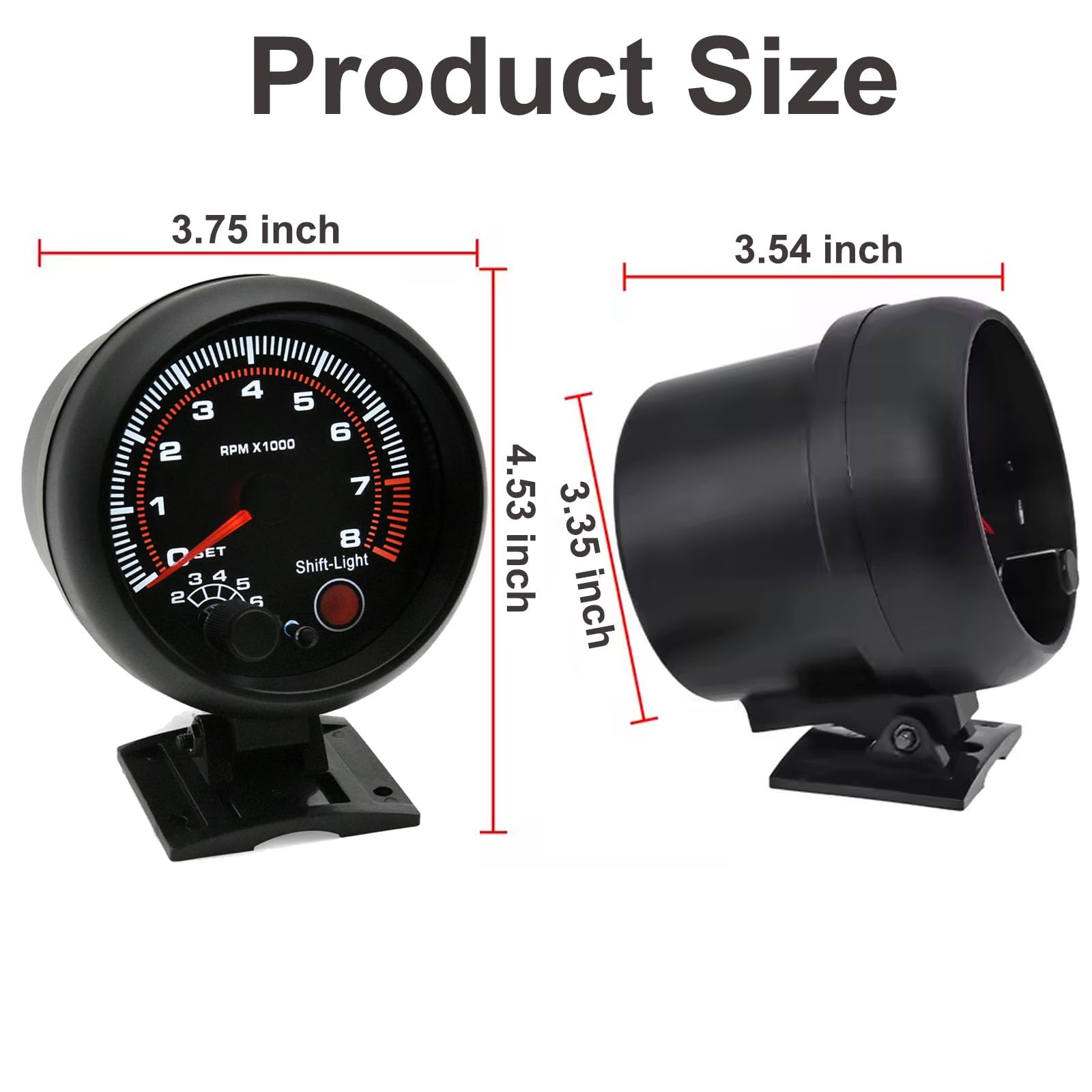 BLLYOGU tachometer back-lit display enabling night readability and quick readings