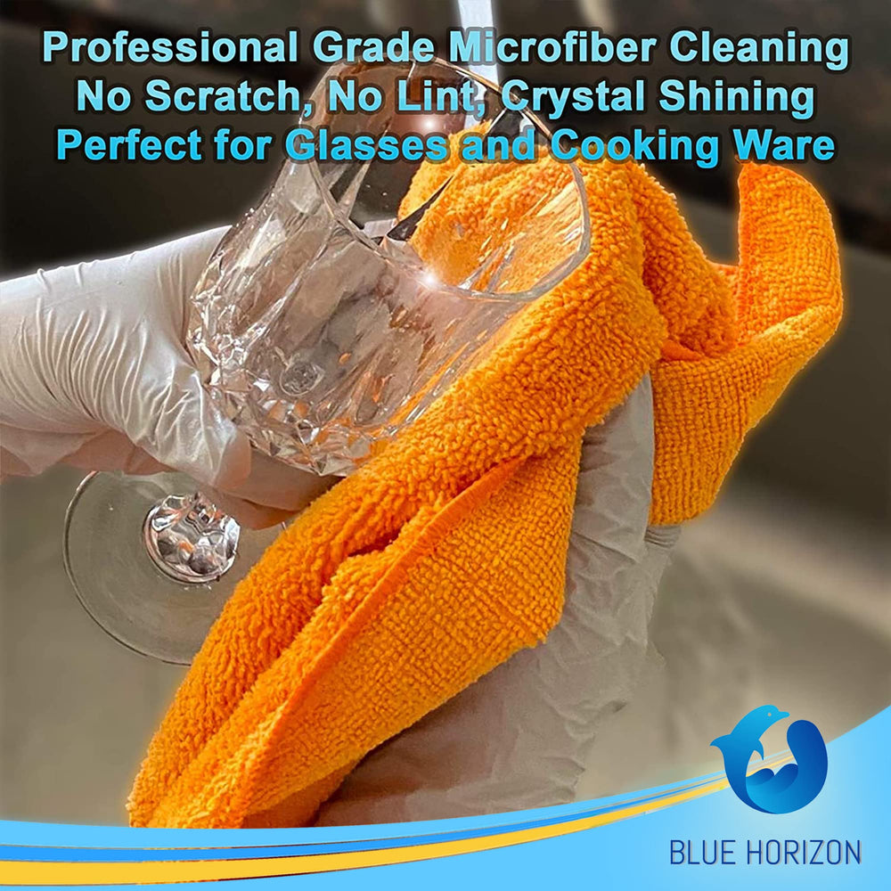 Blue Horizon glass cleaning towel in orange for streak-free shine