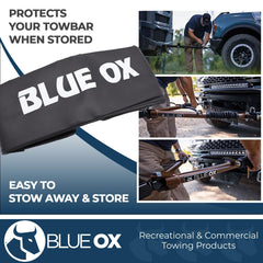 Blue Ox Tow Bar Cover on Aventa XL shields from UV exposure to extend life.