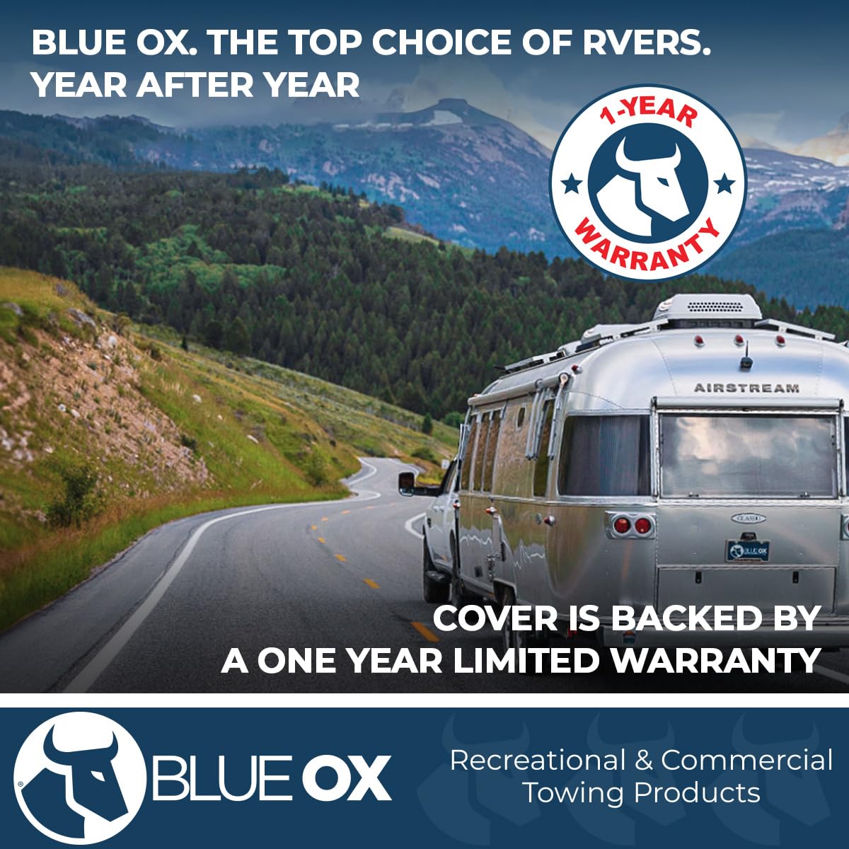 Blue Ox Tow Bar Cover shows easy slip-on design for quick storage.