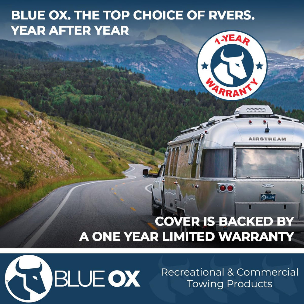 Blue Ox Tow Bar Cover shows easy slip-on design for quick storage.