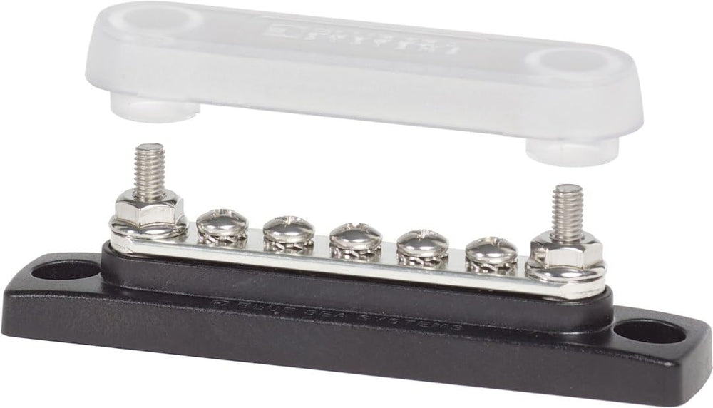 Blue Sea Systems 2314 busbar front view with five screws for streamlined wiring