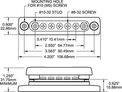 Blue Sea Systems 2314 busbar side angle shows terminal studs for flexible connections