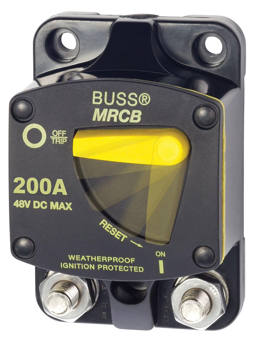 Blue Sea Systems 7149 187-Series surface-mount breaker showing single-lever operation for fast power control.
