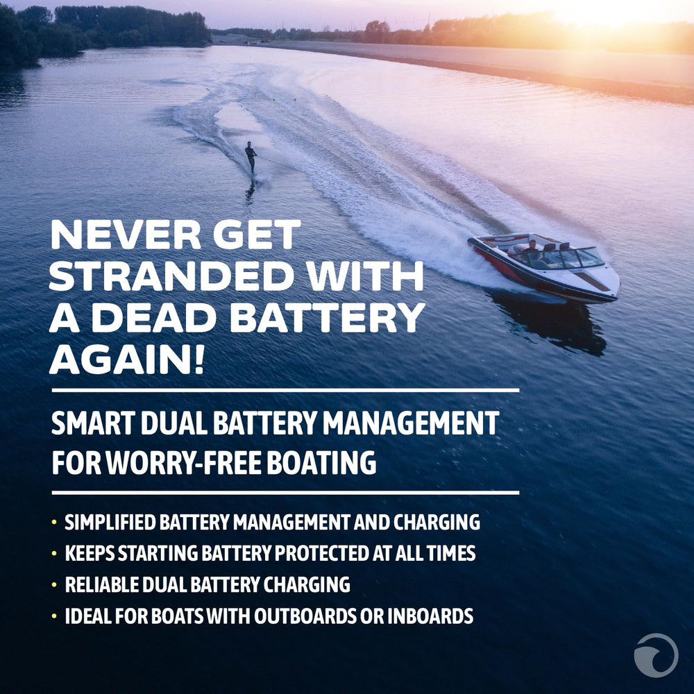 Blue Sea Systems 7650 automatic-charging-relay senses charge and optimizes battery charging