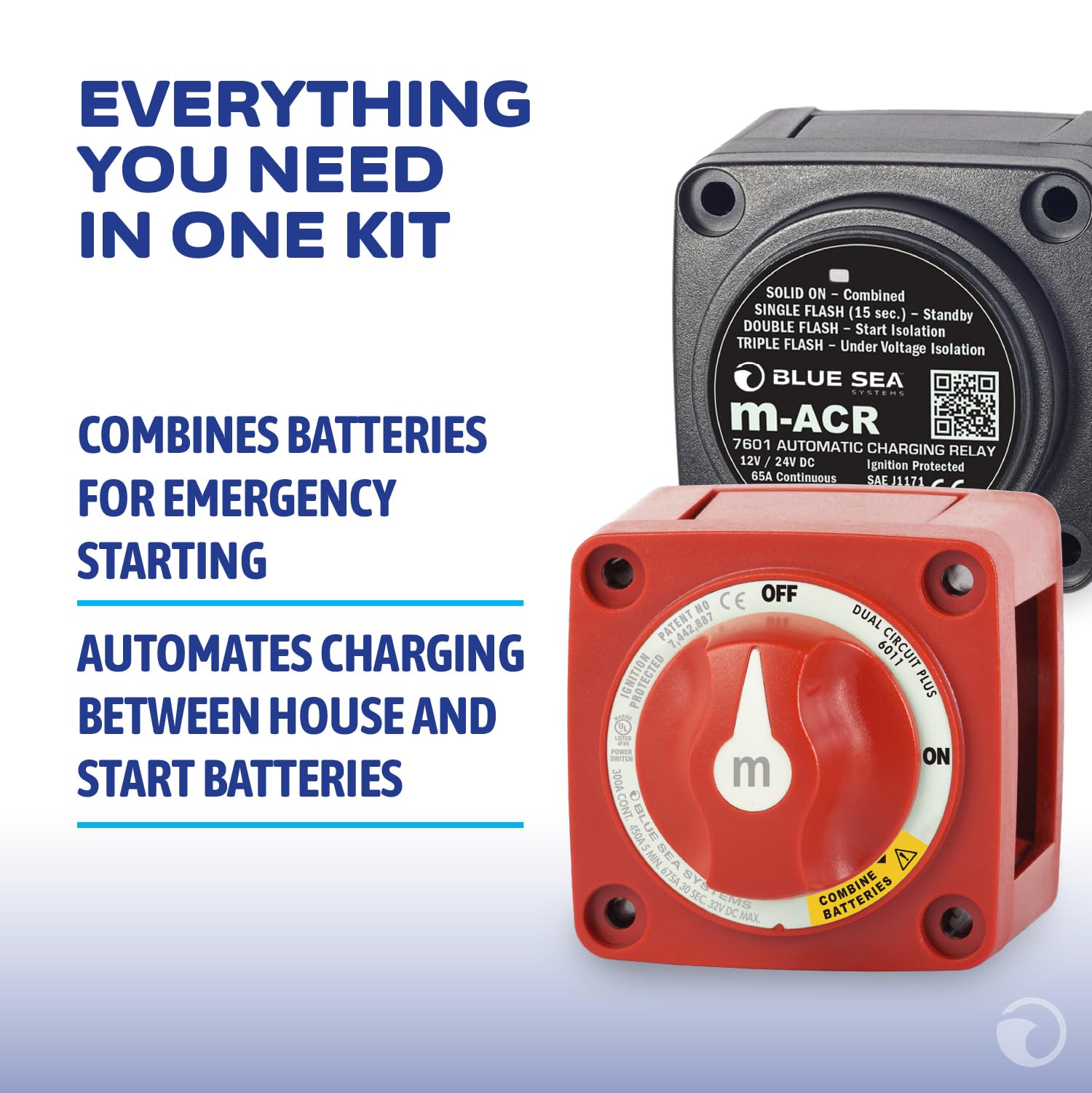 Blue Sea Systems emergency parallel function linked batteries for emergency engine starting