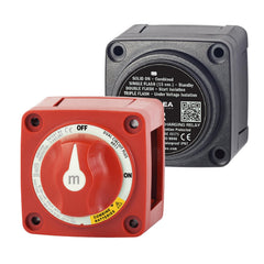 Blue Sea Systems mini add-a-battery kit relay closeup showcasing automatic charging for efficiency