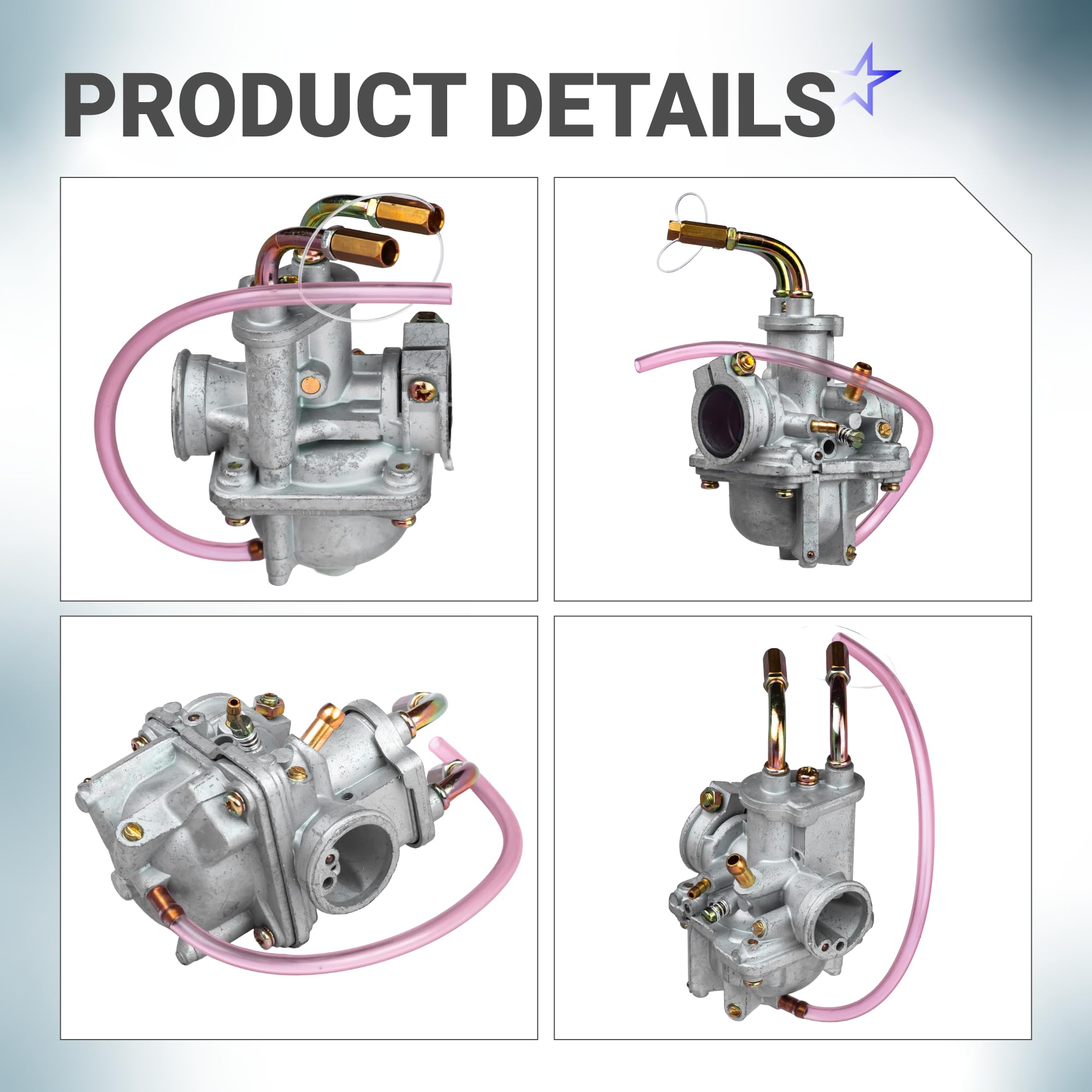 BlueStars PW50 carburetor kit clamps secure hoses and seals.