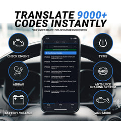  BlueDriver screen displaying diagnostic codes and engine data