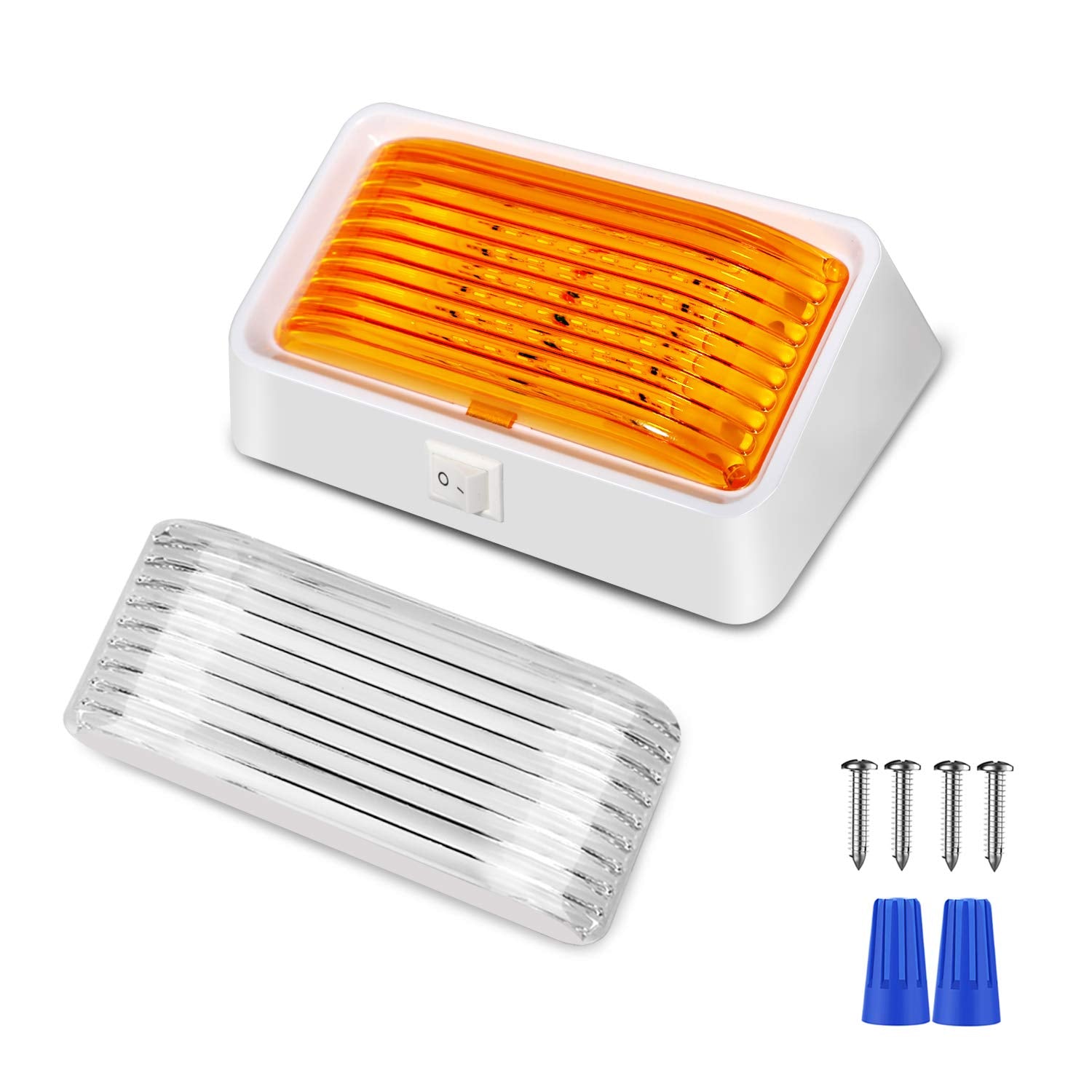 BlueFire exterior light for rv or camper used as utility lighting at night.