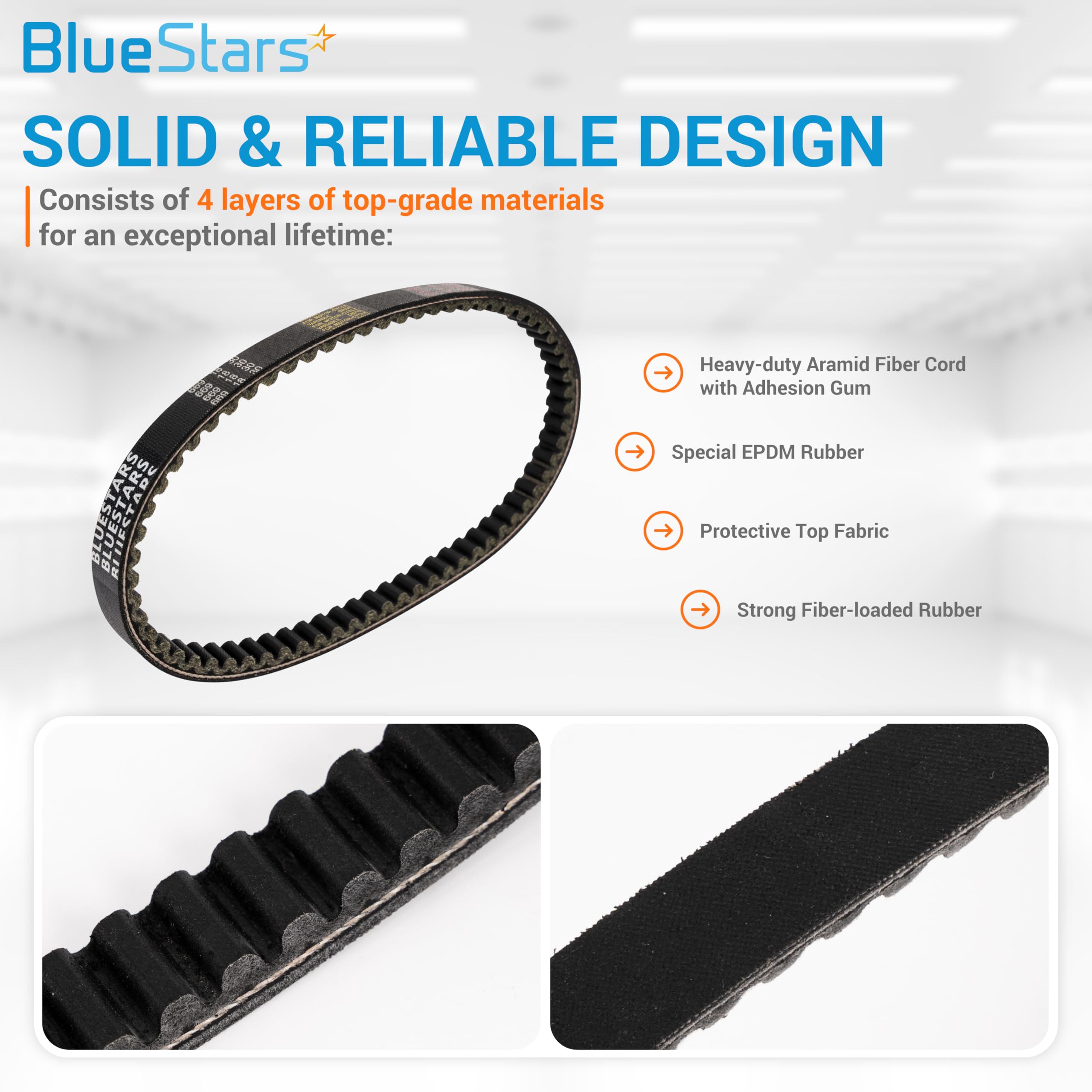 BlueStars belt installed in scooter drive system showing smoother transmission