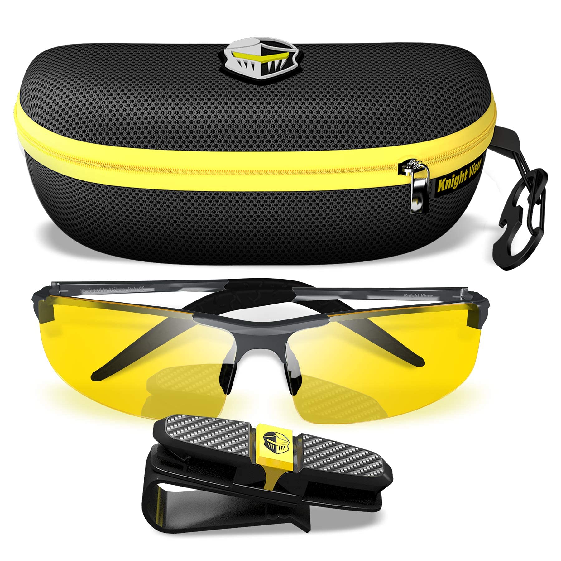 BLUPOND Knight Visor night-driving glasses with amber lenses reduce glare for clearer night driving