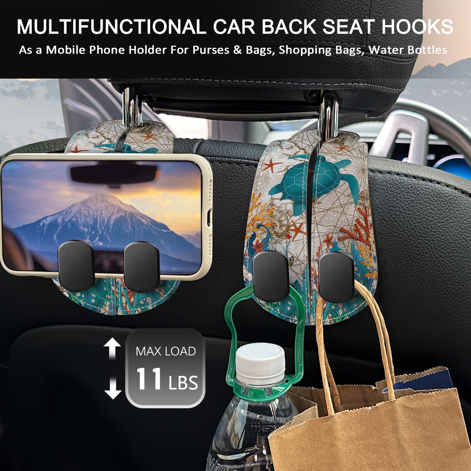 Blusabaca PU leather car hook close-up with soft velvet finish.