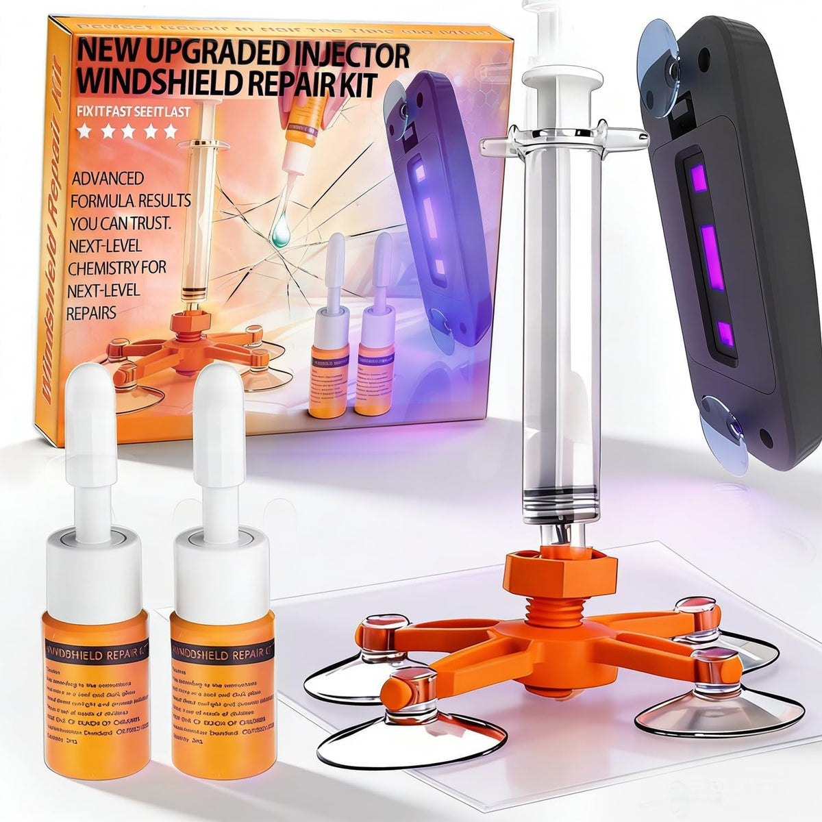 BLUTOKS windshield repair kit with suction cup curing light for quick fixes