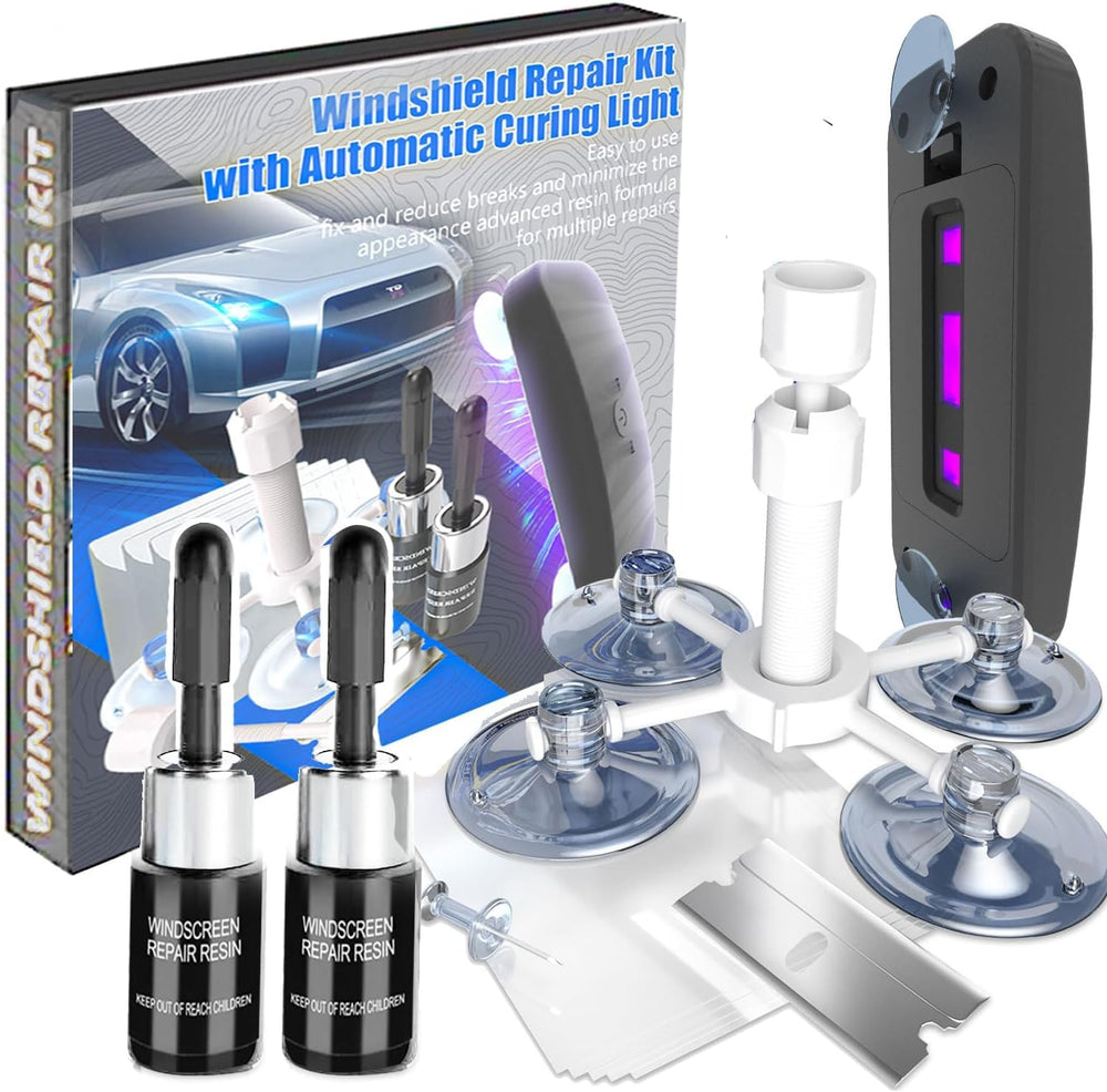 BLUTOKS Windshield Repair Kit suction cup in action for airtight seal and deep-damage repair