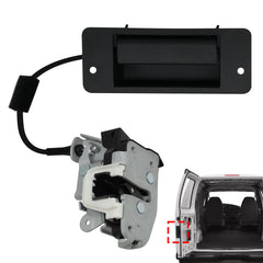 Blycorul left driver side rear door latch with handle shown on Ford E-Series for secure cargo access.