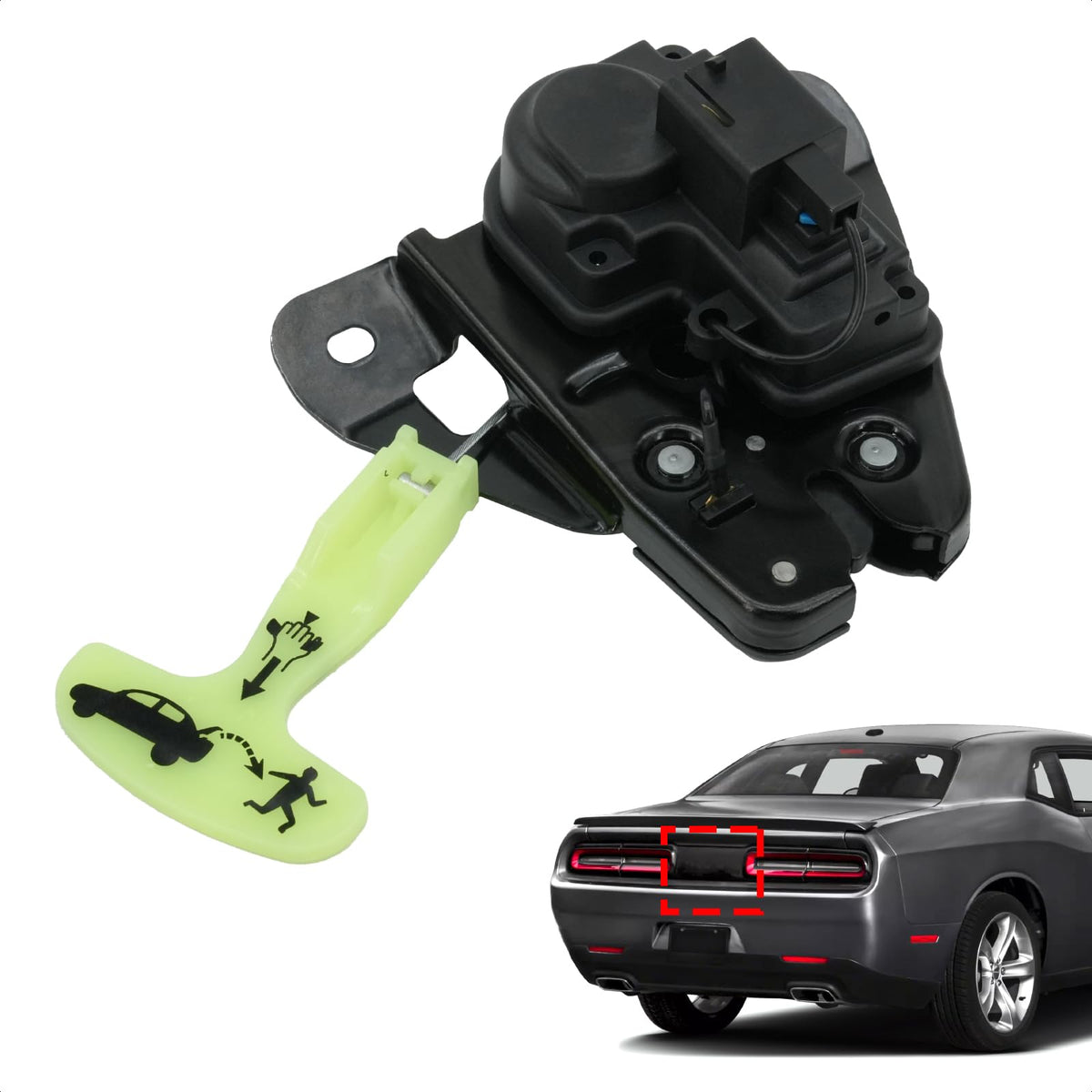 Blycorul rear trunk latch actuator assembly: durable steel construction for longevity.