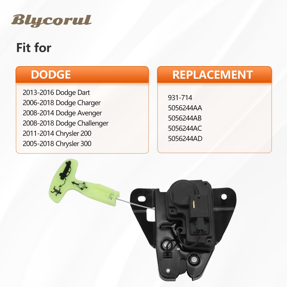 Blycorul rear trunk latch actuator close-up: precision steel components ensure reliability.
