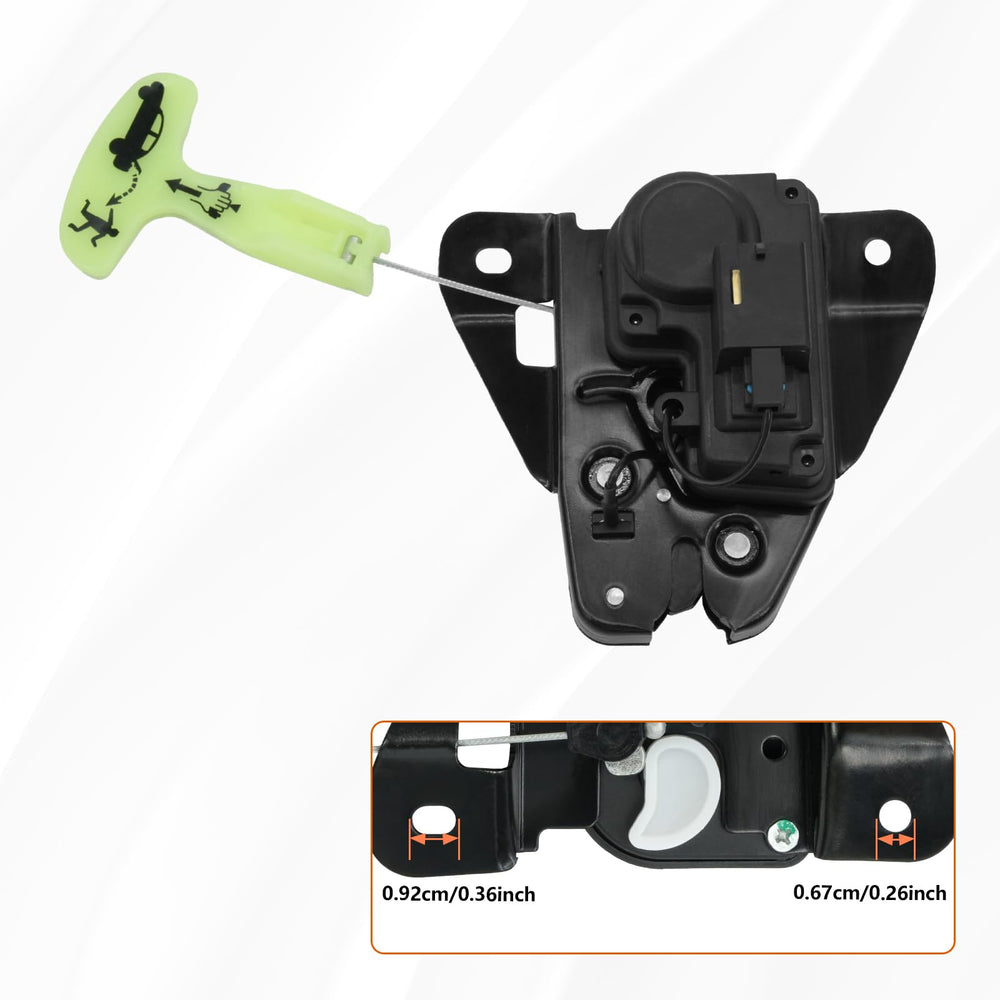 Blycorul rear trunk latch actuator warranty label indicating one-year coverage.