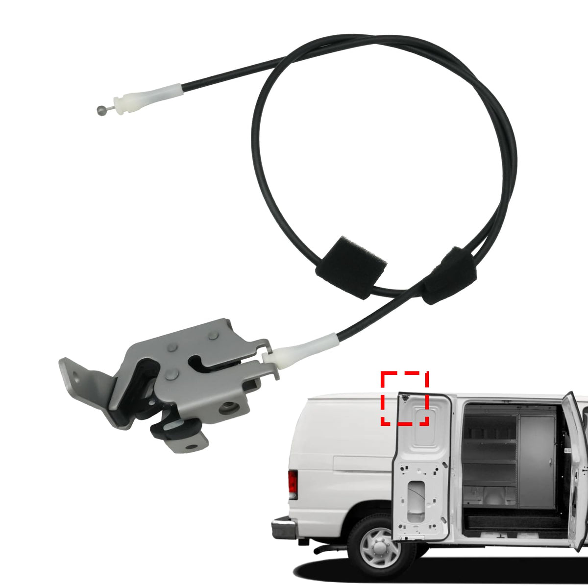 Blycorul side door latch with cable for Ford E-Series vans, OEM-style fit.