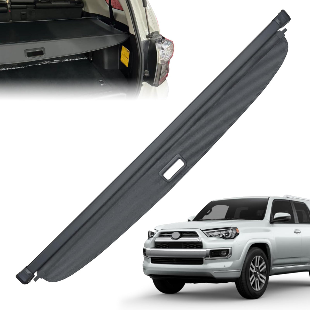 Blycorul trunk cargo cover with carbon fiber ends shields valuables and maintains a sleek look.