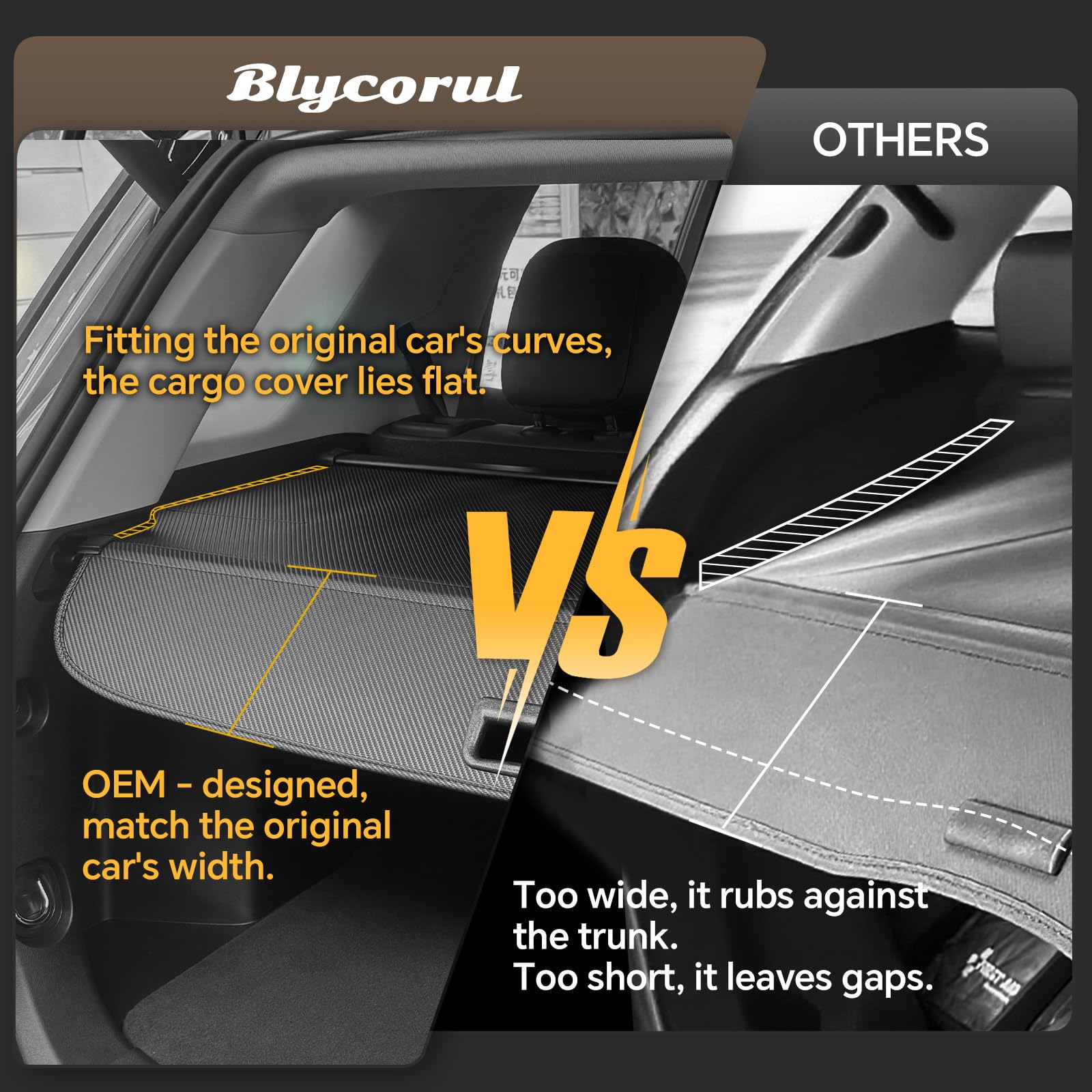 Chamfered latch on Blycorul trunk cover prevents interior scratches