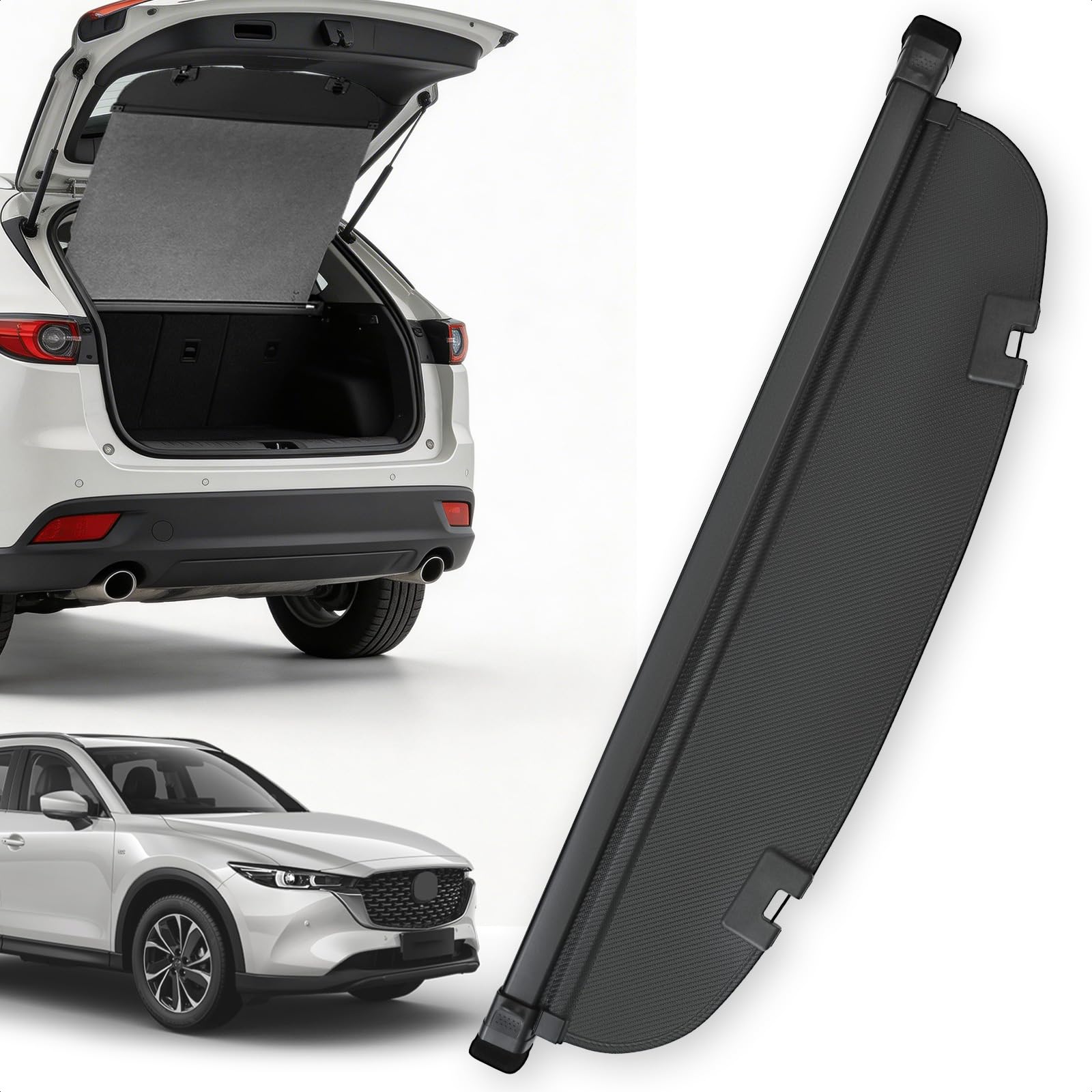 Blycorul trunk cover for Mazda CX-5 with carbon fiber texture protects valuables from prying eyes.