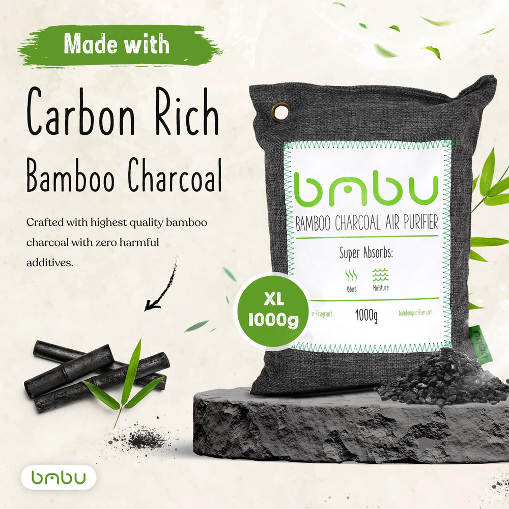 bmbu bamboo charcoal bag unwrapped closeup for quick setup and activation