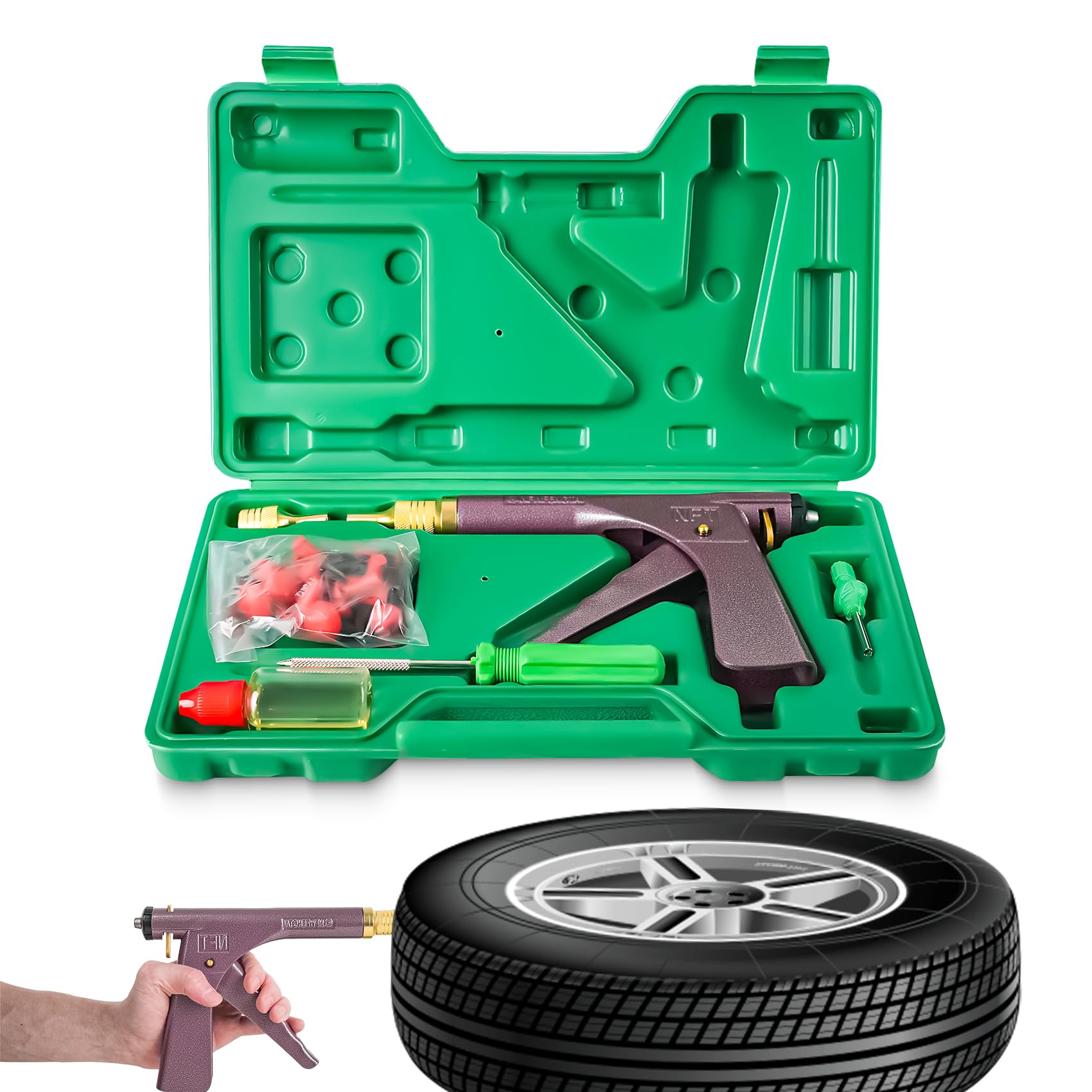 BMDYJK tire plug kit complete set for tubeless tire repairs.