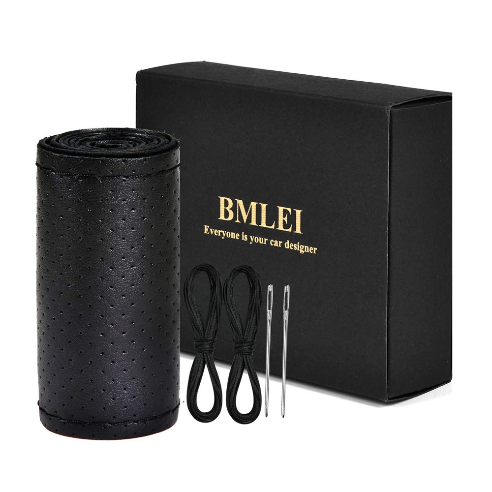 BMLEI genuine leather steering wheel cover with anti-slip design for better control