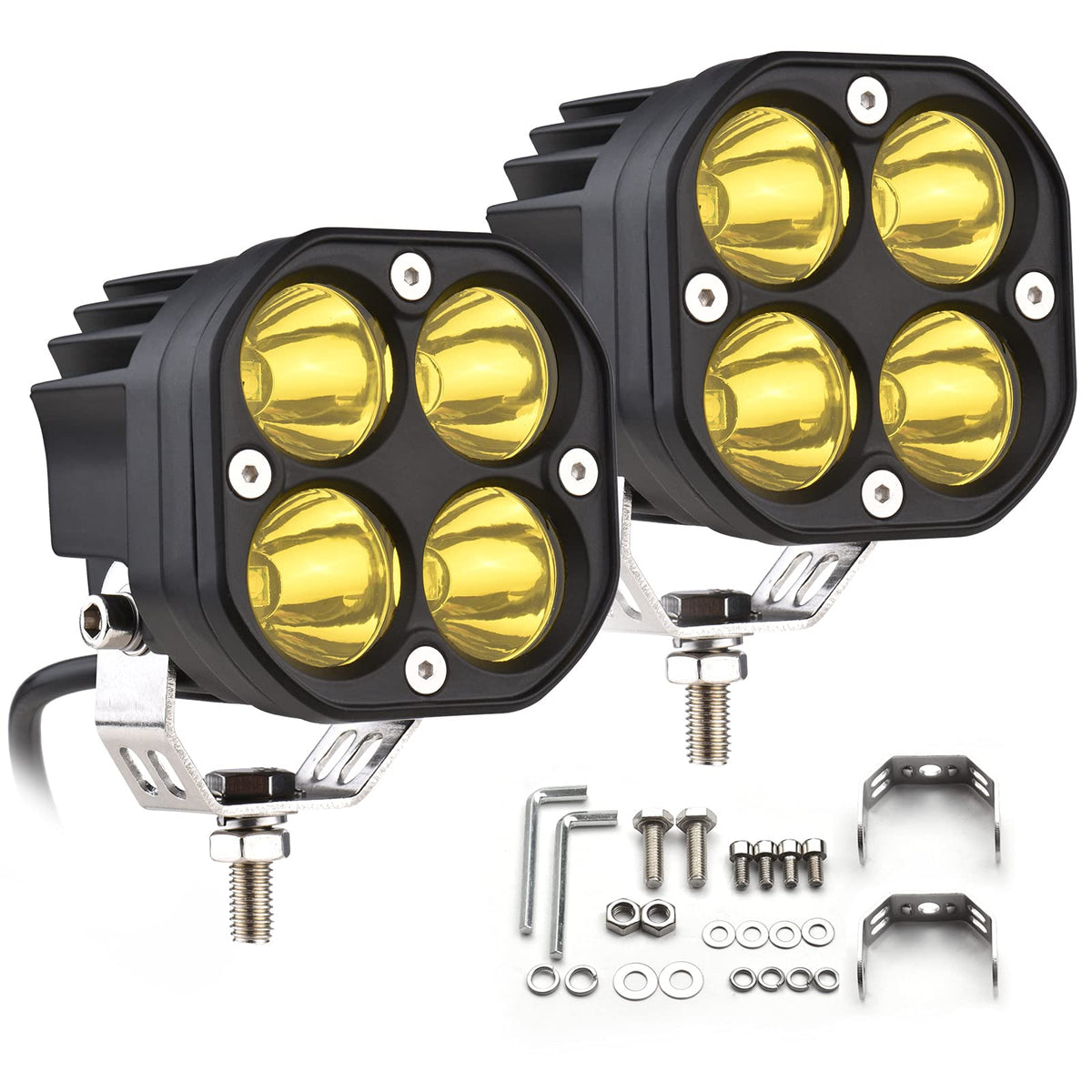 BMPUG 2-pack amber LED pods light bar for off-road visibility