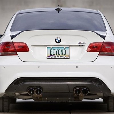 BMW license plate frame back view showing OEM design compatibility