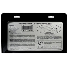BMW license plate frame close-up stainless detail emphasizes corrosion resistance