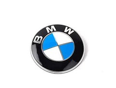 BMW hood emblem installed on a car hood for confident styling.