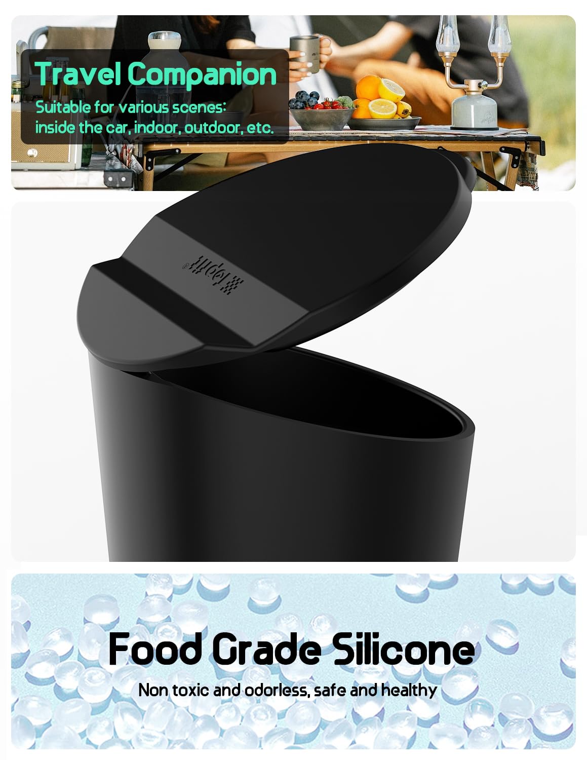 BMZX 15oz capacity trash can fits in-car cup holder for quick waste disposal.