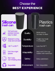 BMZX silicone-lid trash can sealed for spill-free, easy cleanup.
